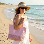 Straw Shopping Tote Bags - Pink - BG-ST169PK